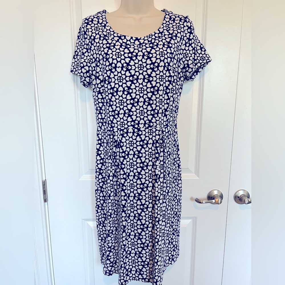 Boden Navy and White Hearts Dress - Size 8